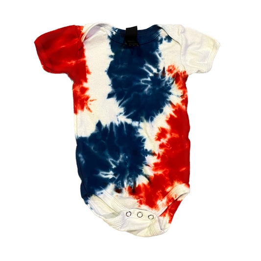 Red, White & Blue Double Spiral Tie Dye Onesie - 3-6 MONTHS