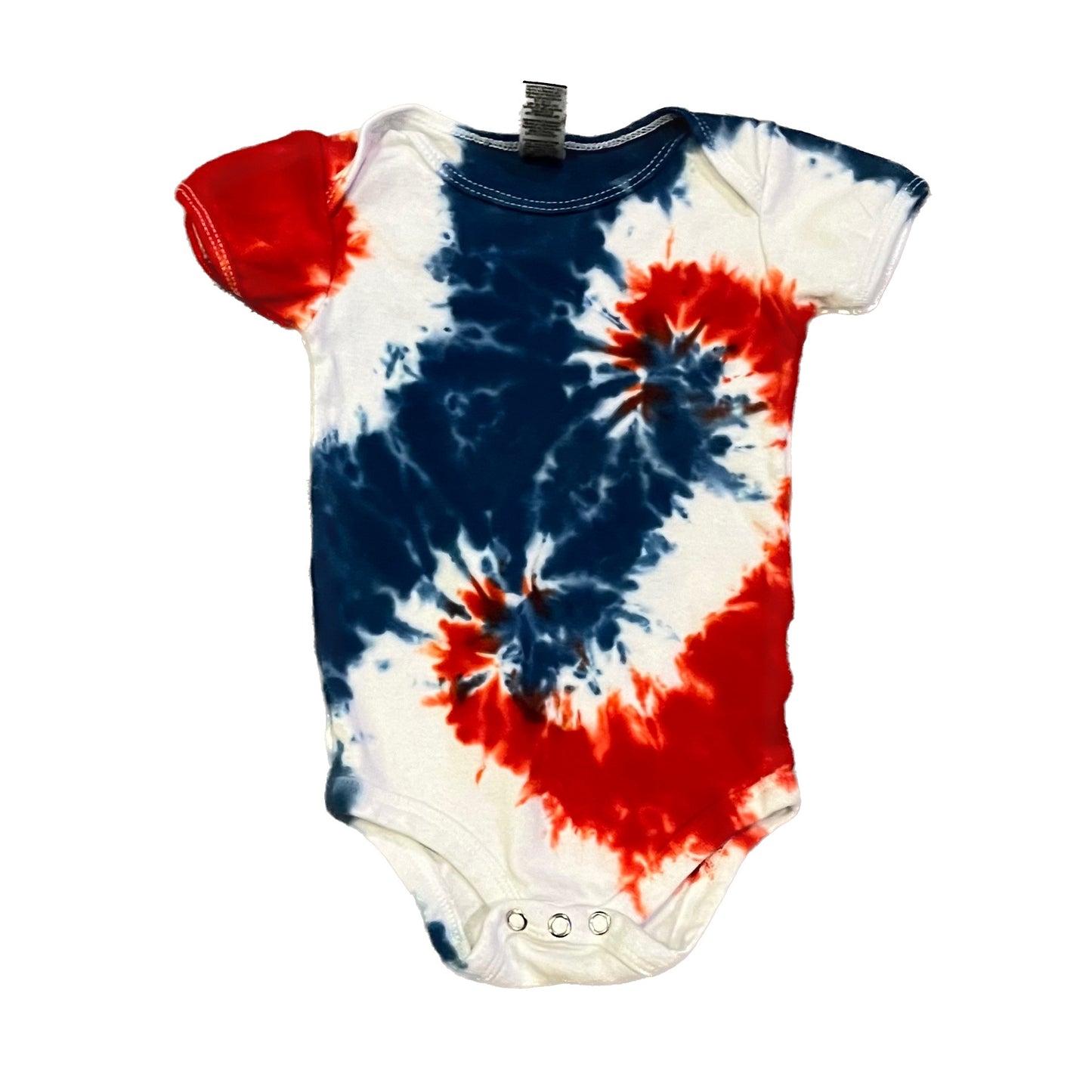 Red, White & Blue Double Spiral Tie Dye Onesie - 6-12 MONTHS