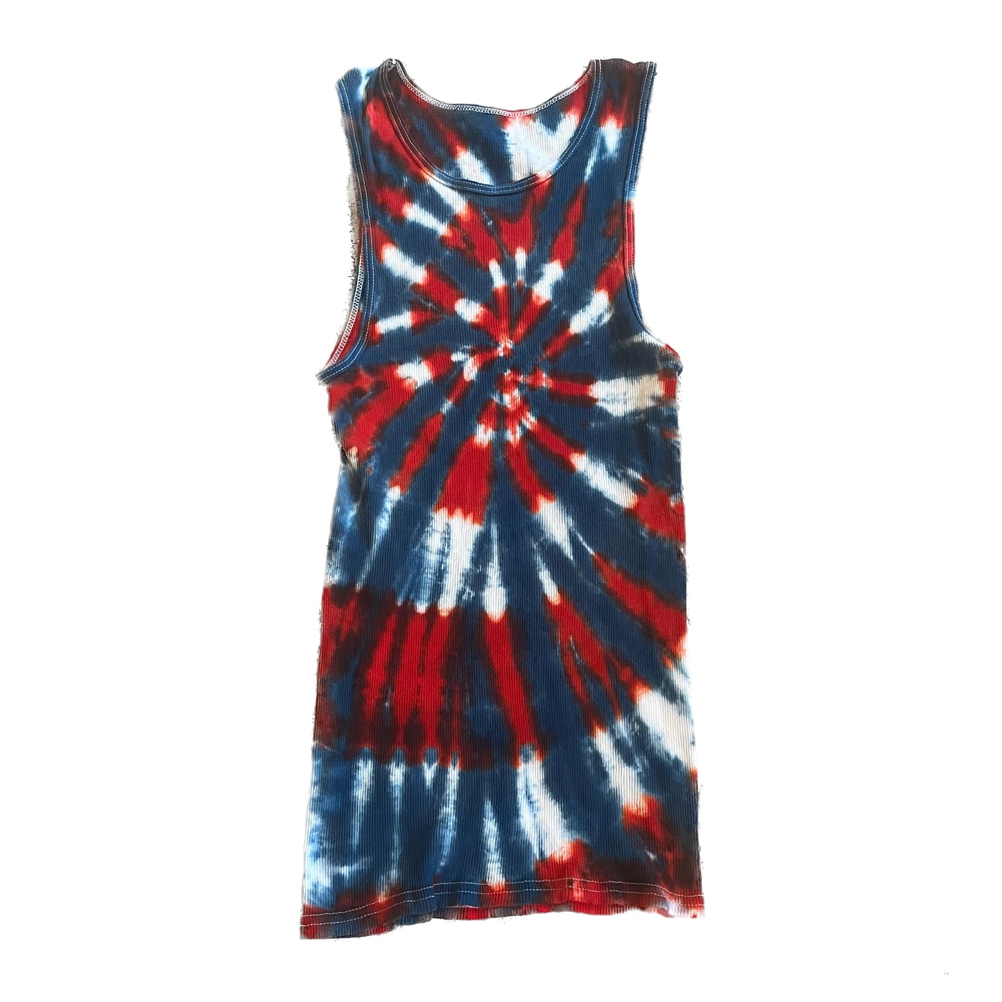 Red, White & Blue Starburst Spiral Tie Dye Tank Top - ADULT SMALL - X-LARGE