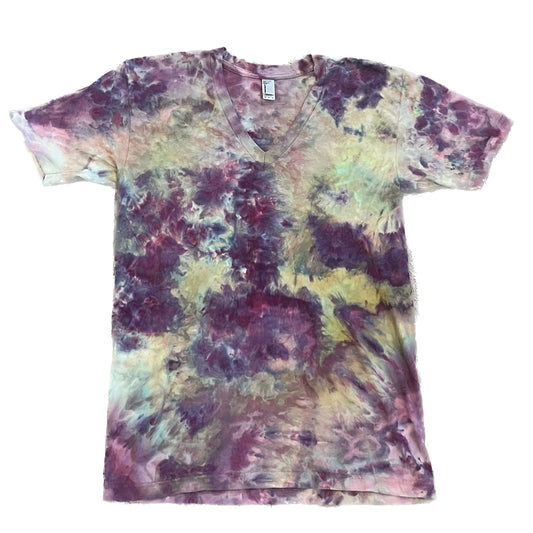 Mystic Dawn Ice-Dyed Tie-Dye T-Shirt (Adult Medium, V-Neck)