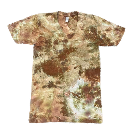 Autumn Ember Ice-Dyed Tie-Dye T-Shirt (Adult Small, V-Neck)