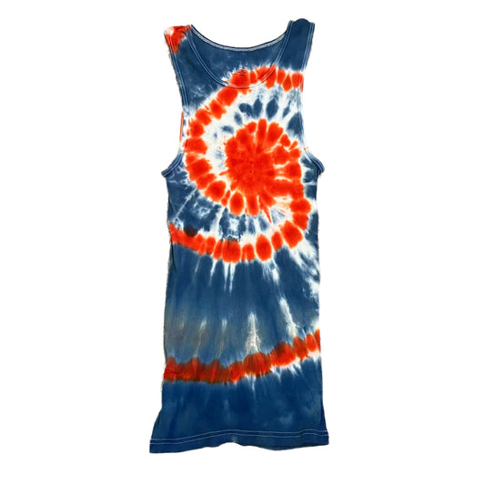 Blue, White & Red Hurricane Spiral Tie Dye Tank Top - ADULT MEDIUM