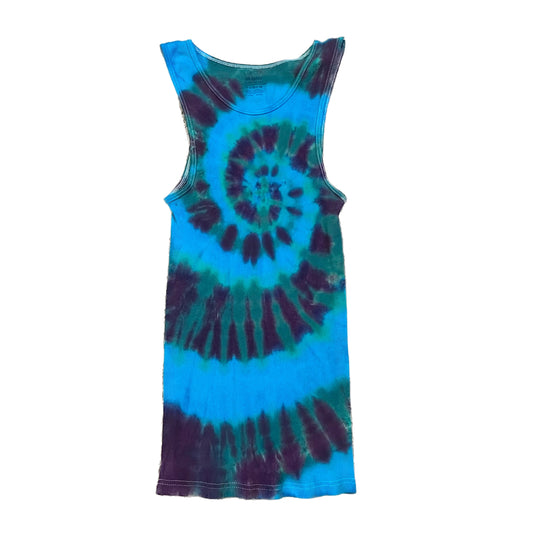 Blue, Green & Purple Spiral Tie Dye Tank Top - ADULT MEDIUM