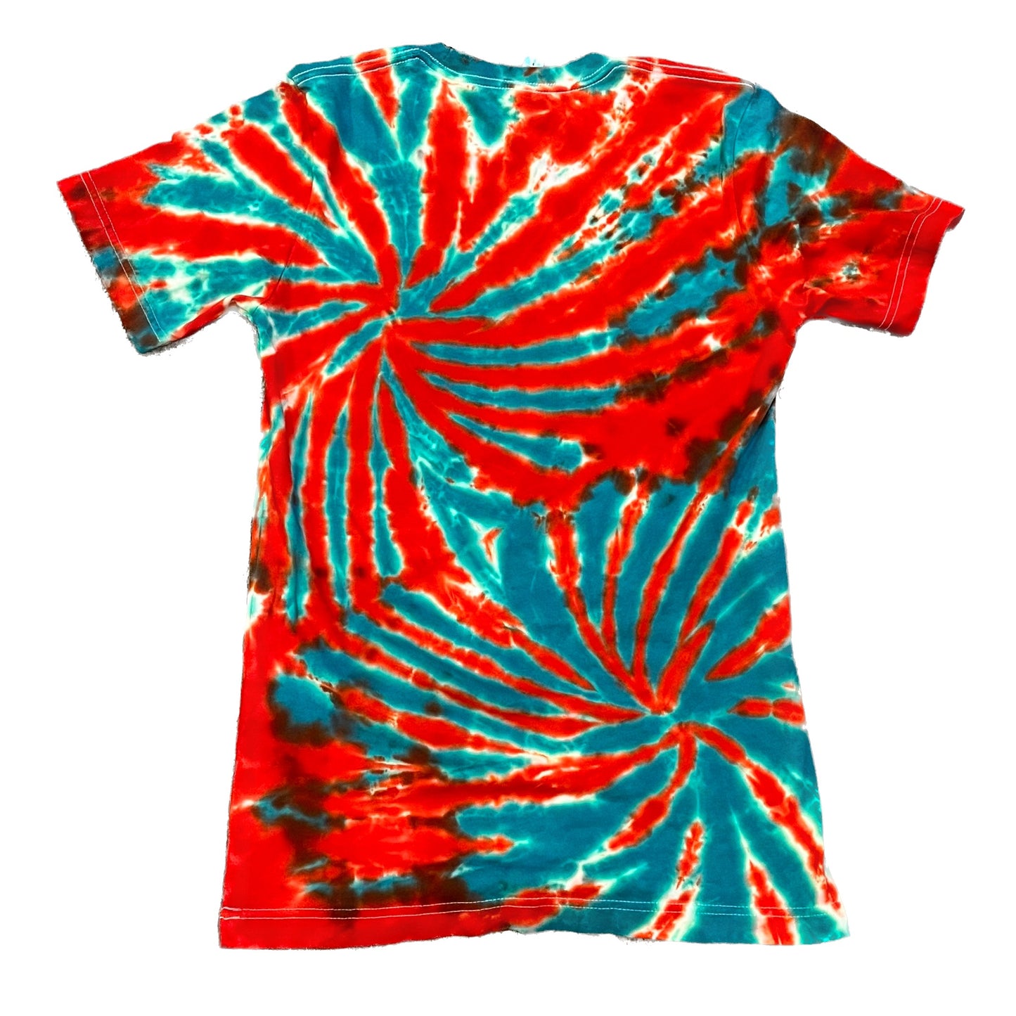 Red & Green Mint Double Spiral Tie Dye T-shirt - ADULT SMALL