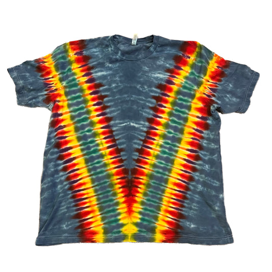 Faded Blue Colorful Chevron Tie Dye T-shirt - ADULT XXL