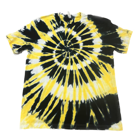 Black Spiral & Gold Starburst Tie-Dye T-Shirt (Adult Small - 5XL)