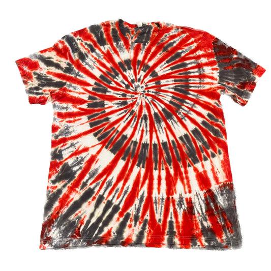 Gray Spiral & Red Starburst Tie-Dye T-Shirt (Adult 2XL)