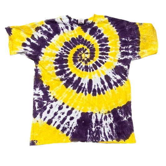 Purple & Gold (LSU) Spiral Tie Dye T-shirt - YOUTH XL (18-20)