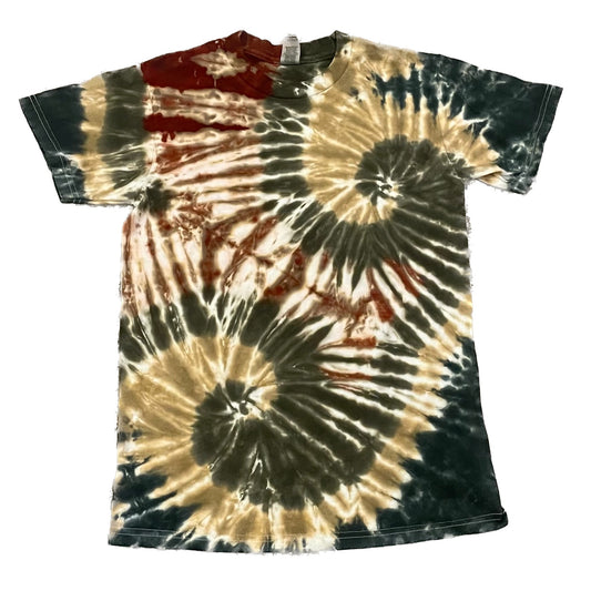 Earth Tone Double Spiral Tie Dye T-shirt - ADULT SMALL