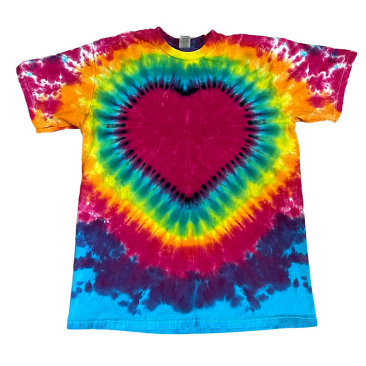 Fuchsia Heart Tie Dye T-shirt - ADULT MEDIUM