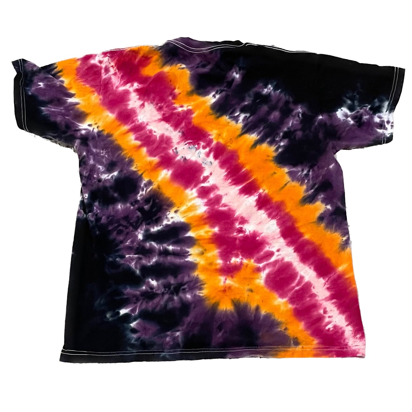 Hot Pink Stripe Tie Dye T-shirt - ADULT LARGE