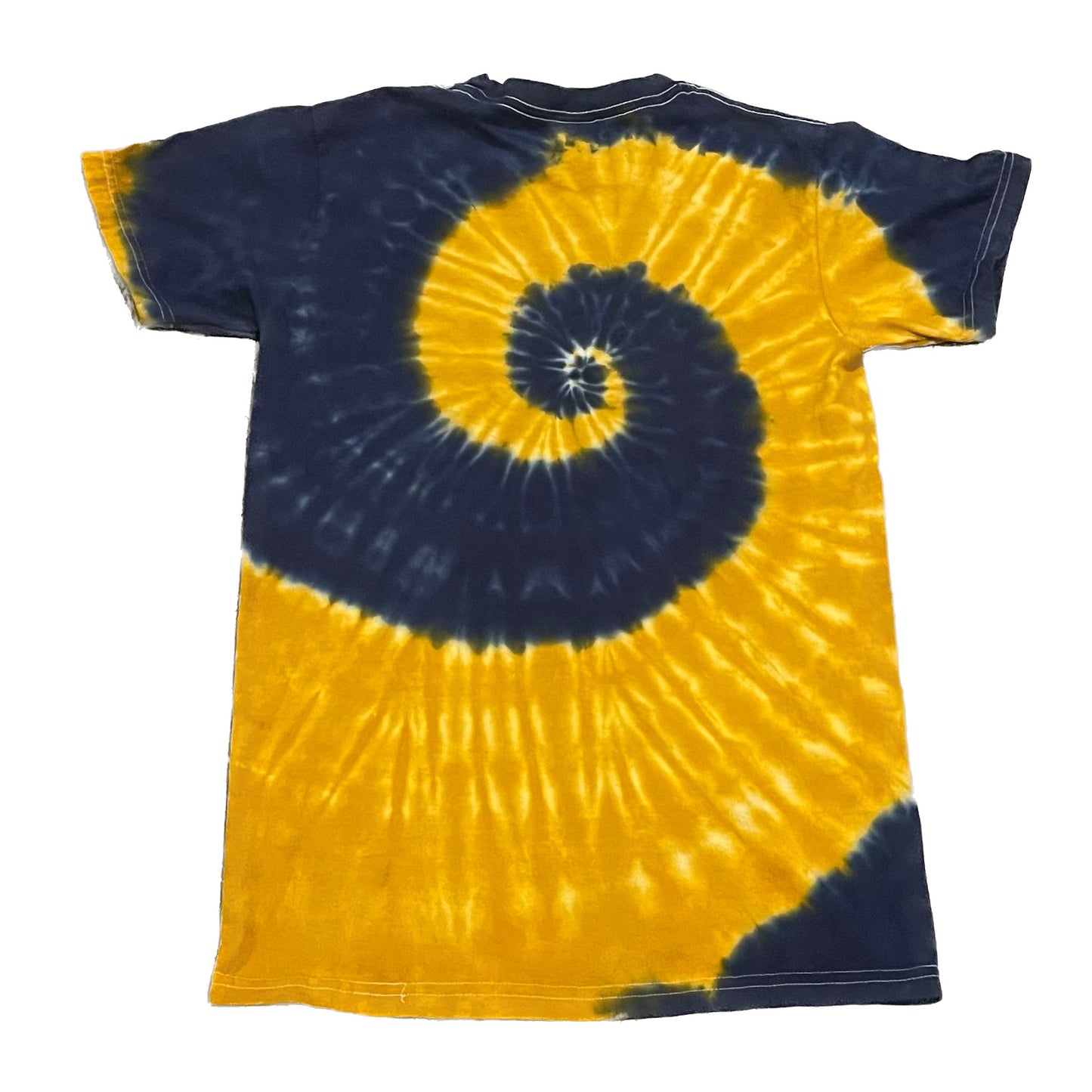 Navy & Gold Spiral (Notre Dame; IHS) Tie Dye T-shirt - ADULT SMALL